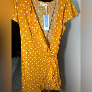Cupshe Mustard Polka Dot Dress